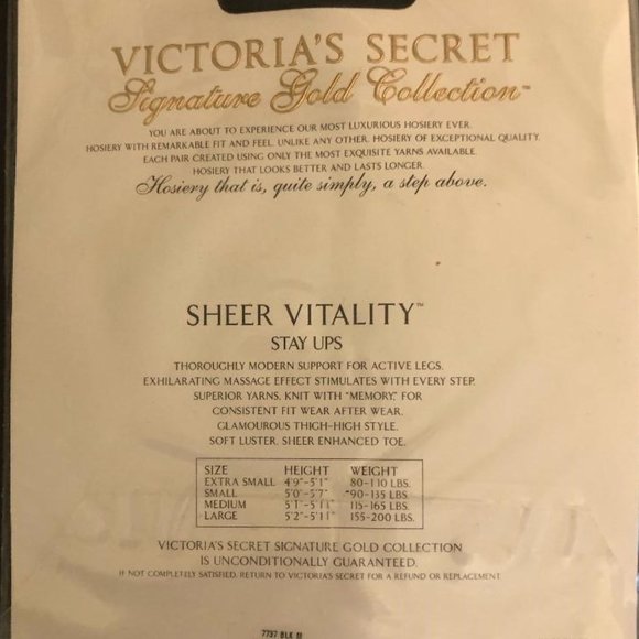 Vintage Victoria's Secret black thigh high hosiery, size med - Picture 3 of 3